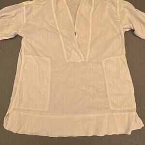 Eileen Fisher Shirt Womens XS White Blouse Peasant Tonic Whimsical Breathable